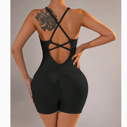 Women's Fitness Yoga Jumpsuit Backless Sportswear Elastic Workout Romper