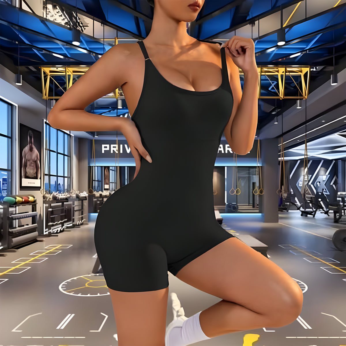 Women's Fitness Yoga Jumpsuit Backless Sportswear Elastic Workout Romper