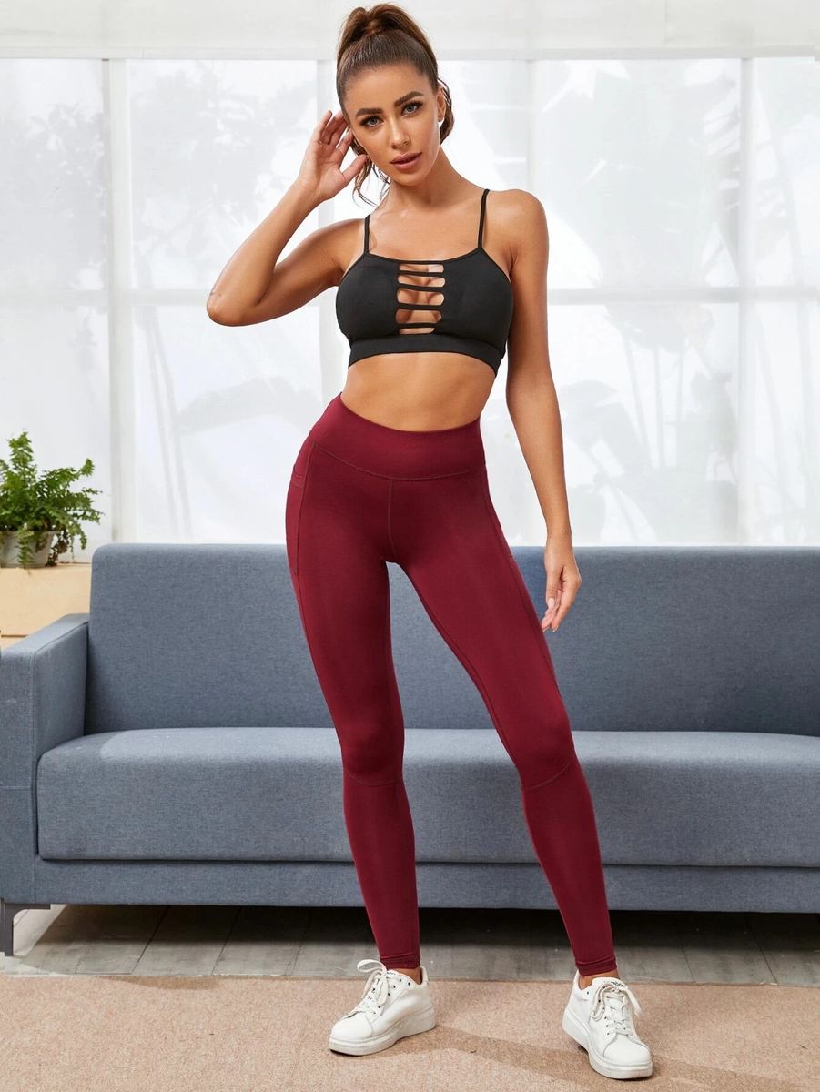 4 Way Stretch Yoga Leggings With Pockets Fitness Running Active Pants