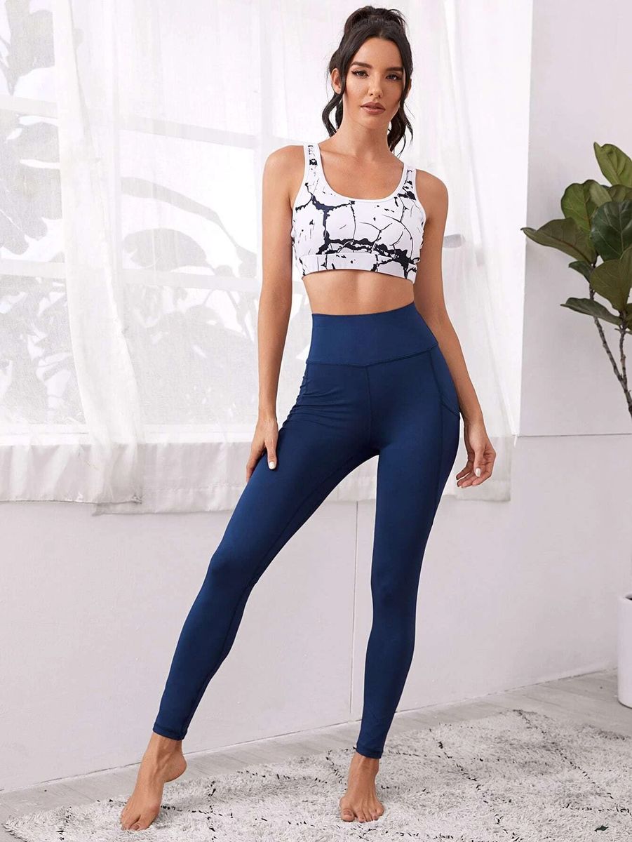 4 Way Stretch Yoga Leggings With Pockets Fitness Running Active Pants